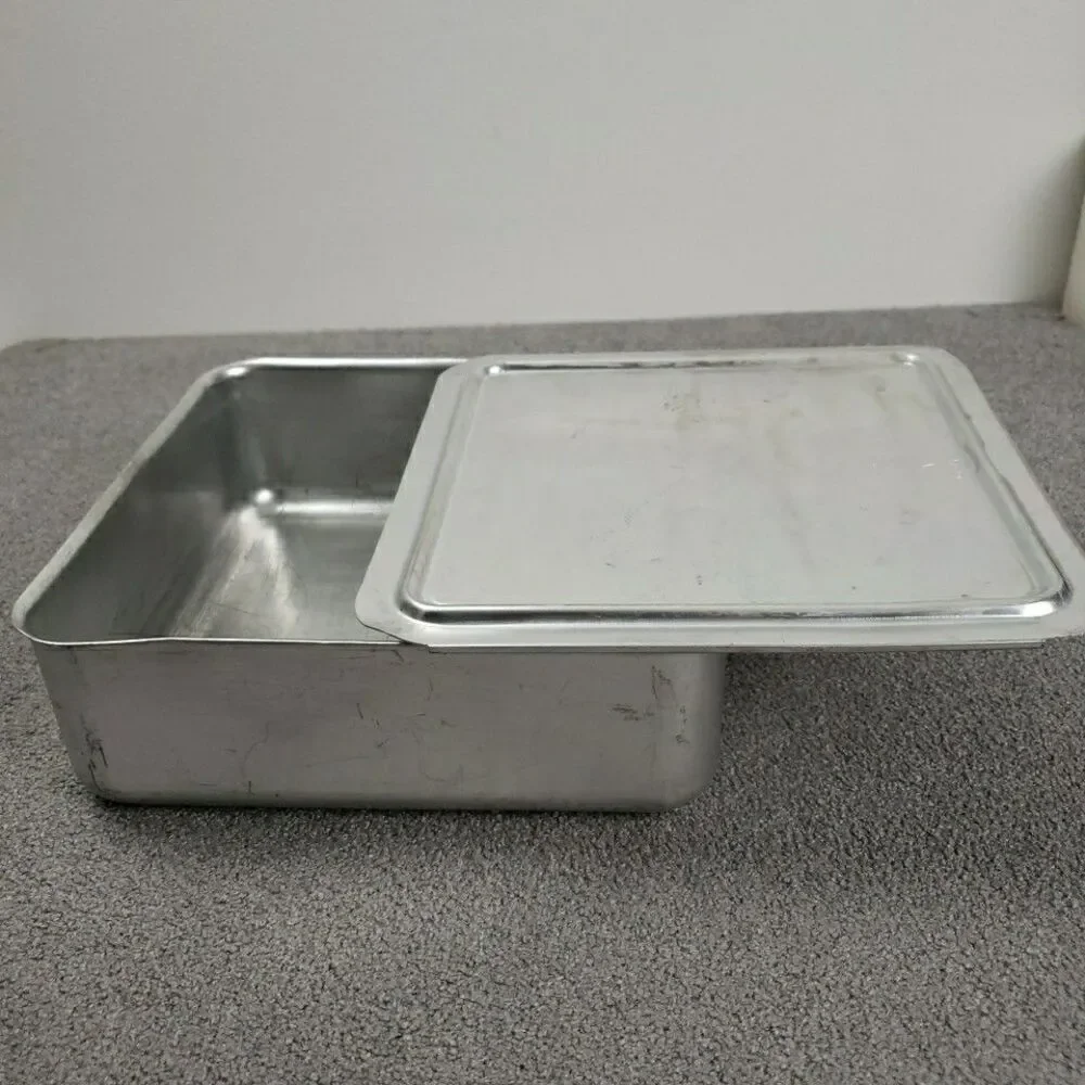 Vintage 8x8x2 Aluminum Baking Pan With Slide Lid Unbranded